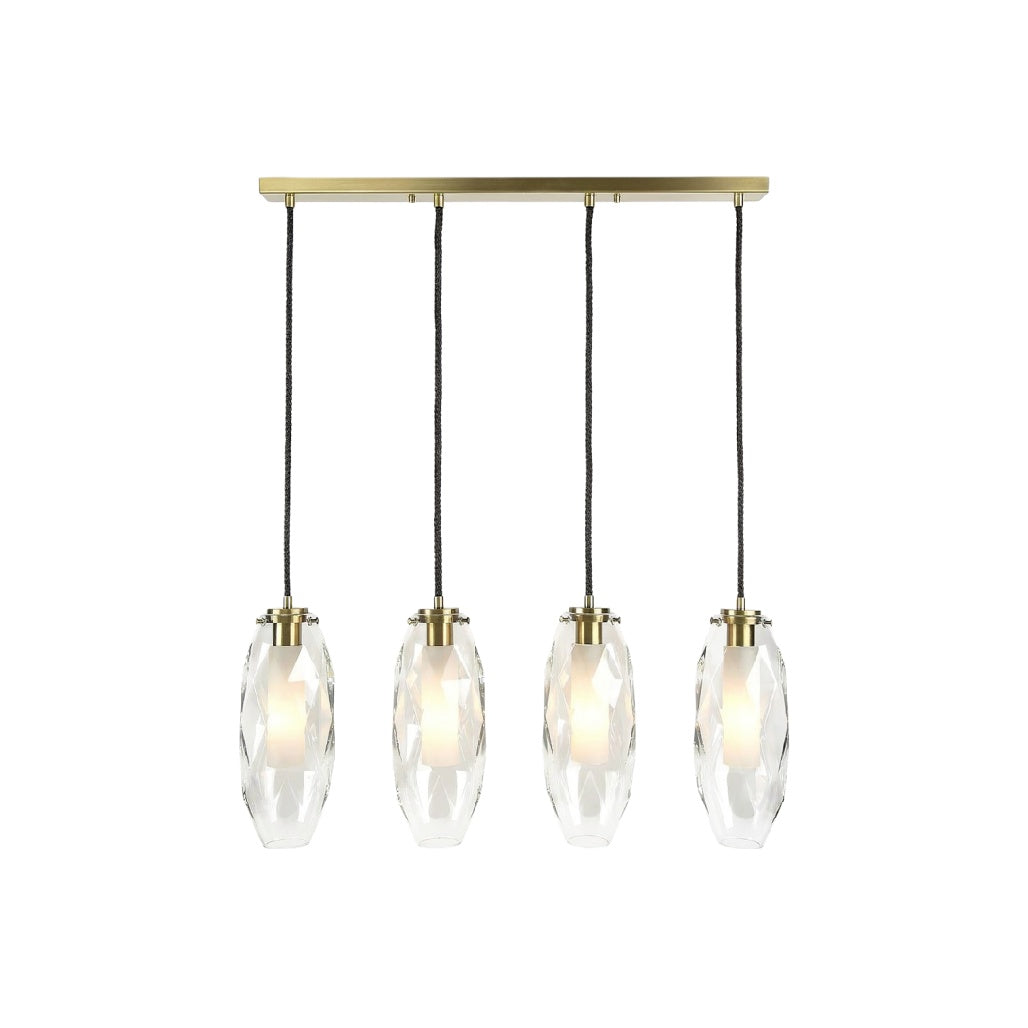Verchroomde Hanglamp met Vier Duidelijke Kristallen Lichten