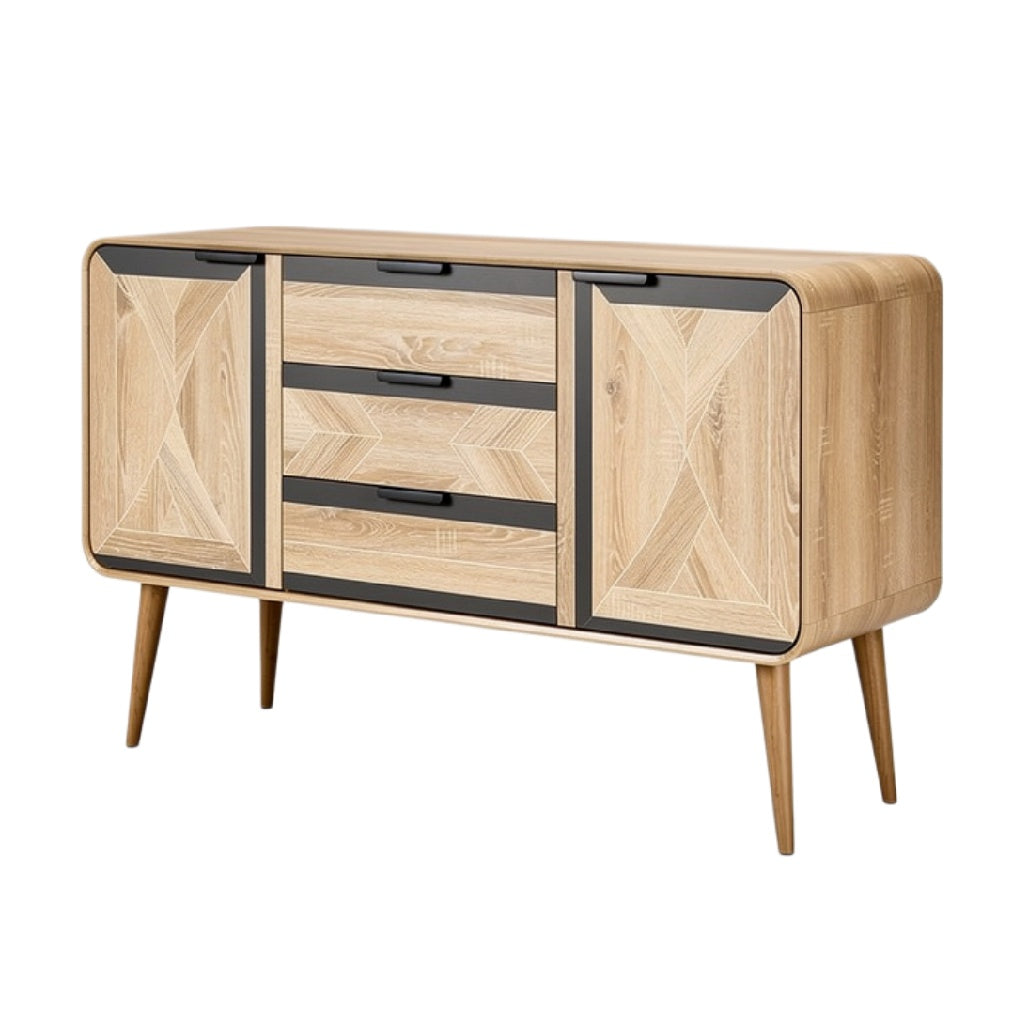 Moderne Houten Dressoir met Lades en Deuren in Eiken Look