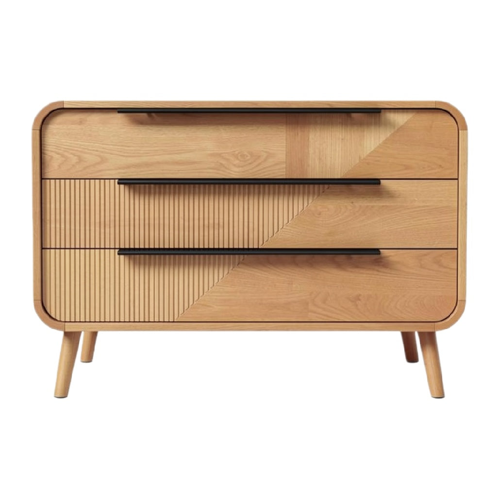 Moderne Houten Dressoir met Geprofileerde Lades en Minimalistisch Ontwerp