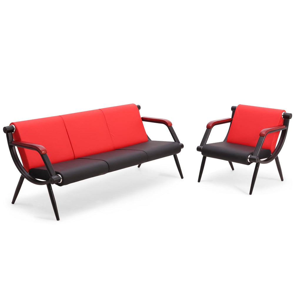 wonline Waiting Room Chairs, Office Furniture Reception Chairs with Arms, Leather Chairs is Suitable for Clinic,Airport,Hospital,Barber,Salon,Bank-Black
