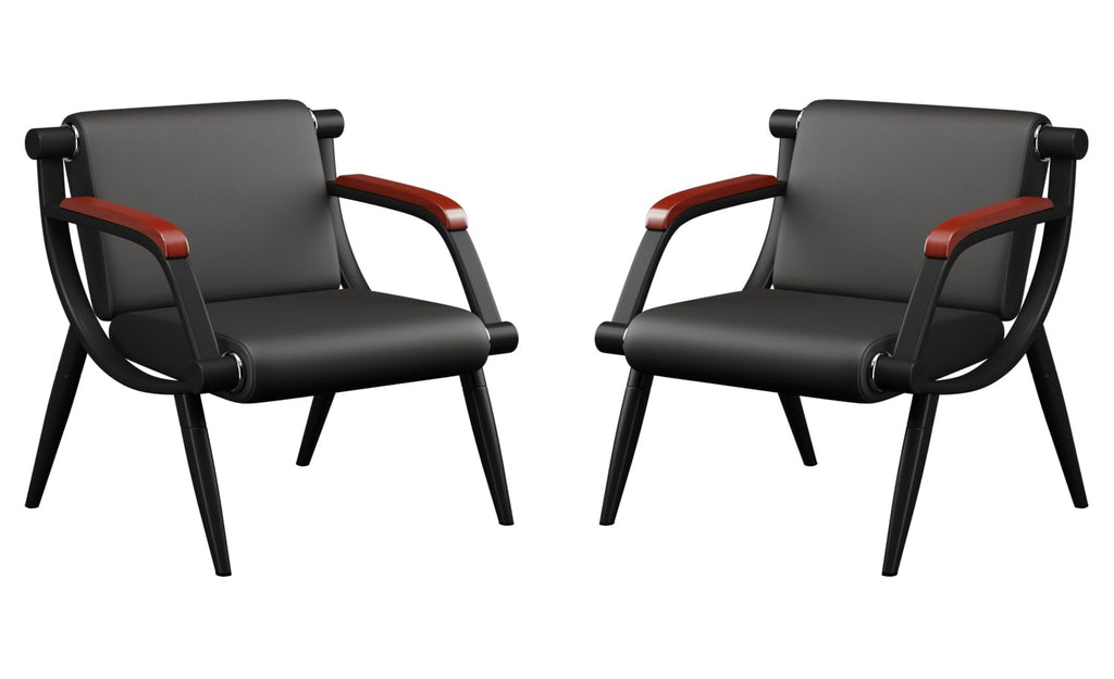 wonline Waiting Room Chairs, Office Furniture Reception Chairs with Arms, Leather Chairs is Suitable for Clinic,Airport,Hospital,Barber,Salon,Bank-Black