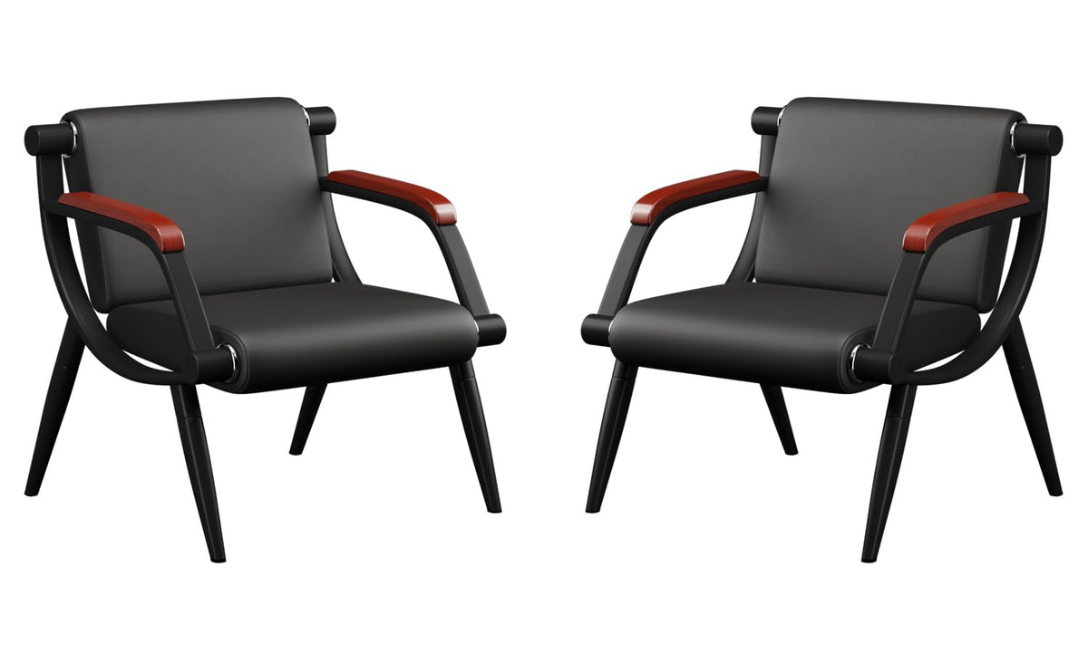 wonline Waiting Room Chairs, Office Furniture Reception Chairs with Arms, Leather Chairs is Suitable for Clinic,Airport,Hospital,Barber,Salon,Bank-Black