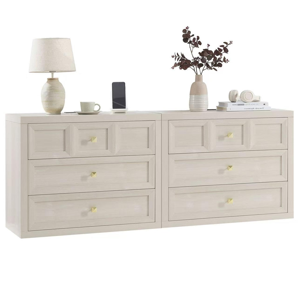 3 Drawers Nightstand Set of 2 W/Charging Station, 30.7" W King Size Bedside Table with 3 Drawers, Accent End Table W/Large Storage, Modern Wood Side Table for Bedroom,Office (2 Pieces, Gray Black)