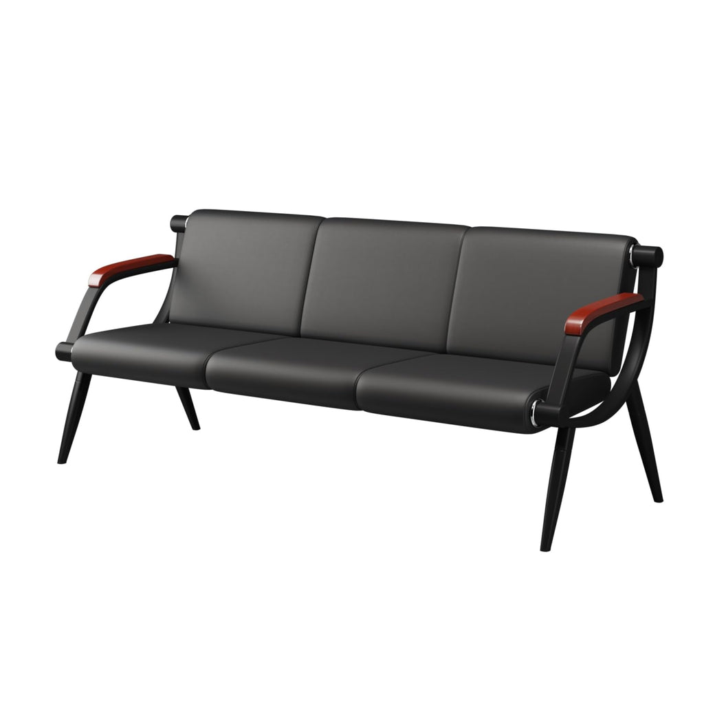 wonline Waiting Room Chairs, Office Furniture Reception Chairs with Arms, Leather Chairs is Suitable for Clinic,Airport,Hospital,Barber,Salon,Bank-Black