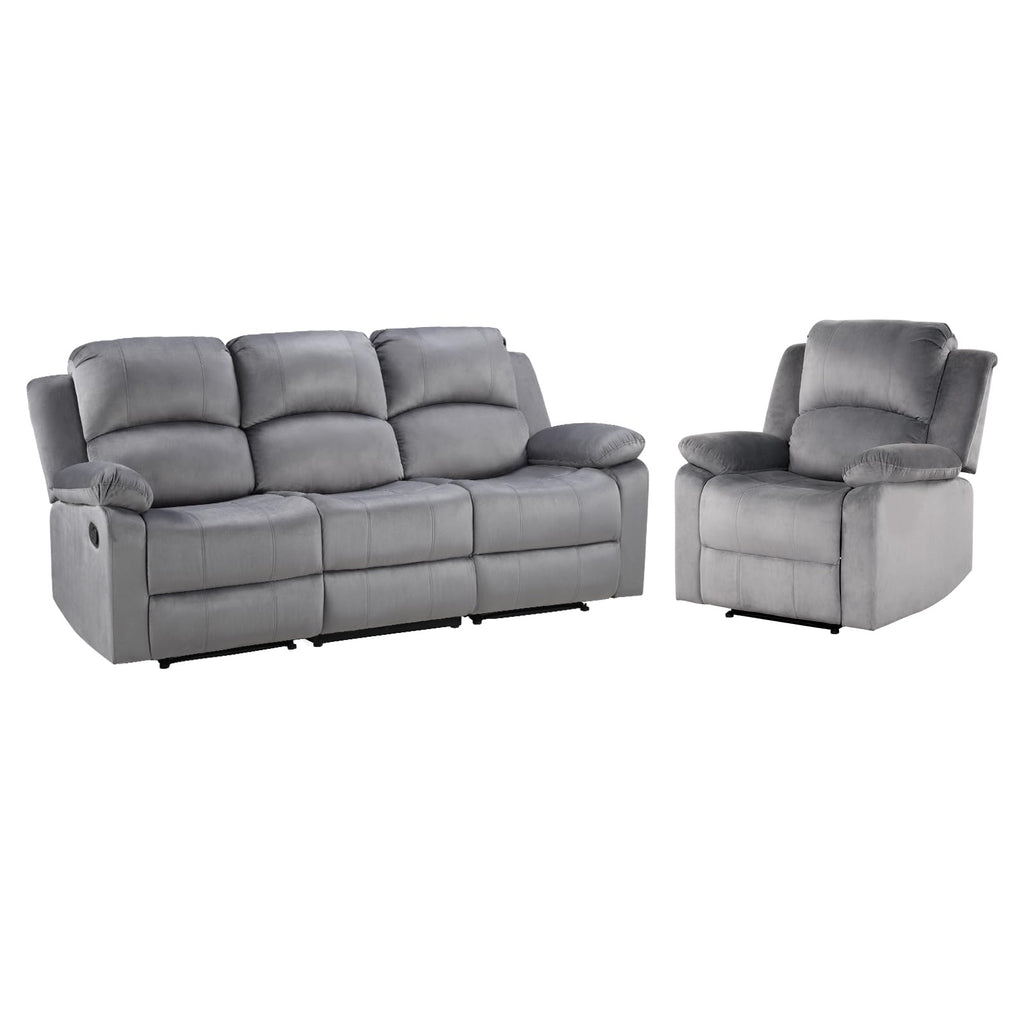 EBELLO Manual Faux Leather Reclining Couch Set for Living Room, Include 1 Recliner Chair, 1 Loveseat Sofa, Recliner Sofa Furniture Set for Home and Office, Black