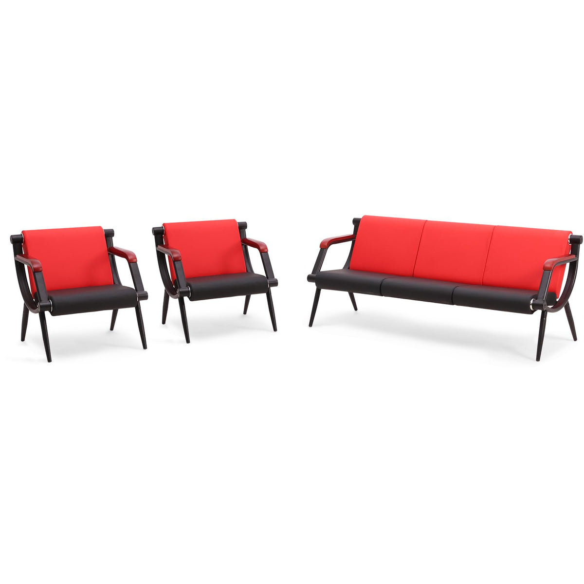 wonline Waiting Room Chairs, Office Furniture Reception Chairs with Arms, Leather Chairs is Suitable for Clinic,Airport,Hospital,Barber,Salon,Bank-Black