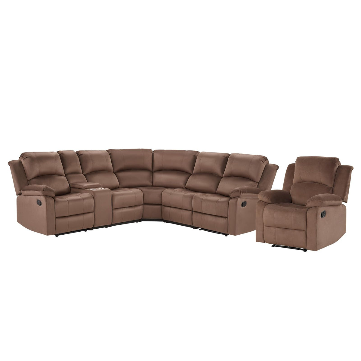 EBELLO Manual Faux Leather Reclining Couch Set for Living Room, Include 1 Recliner Chair, 1 Loveseat Sofa, Recliner Sofa Furniture Set for Home and Office, Black
