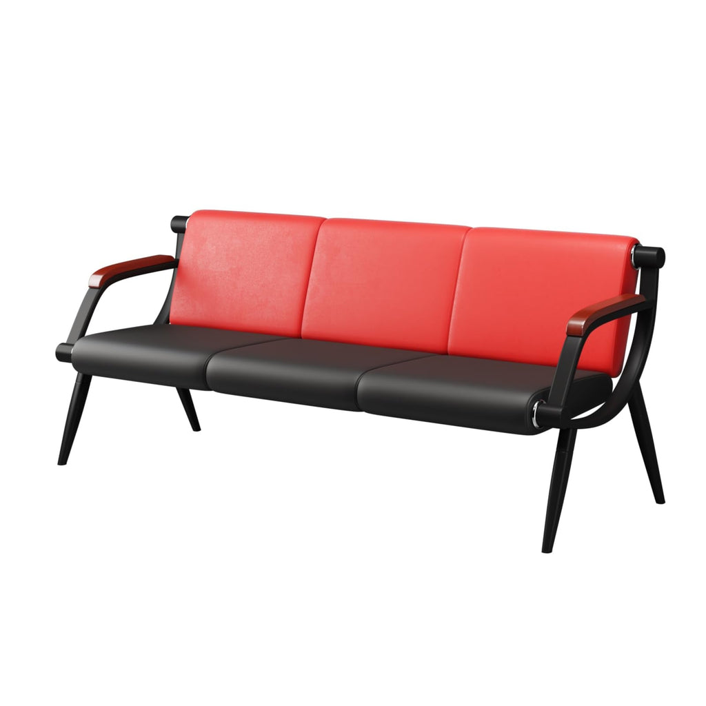 wonline Waiting Room Chairs, Office Furniture Reception Chairs with Arms, Leather Chairs is Suitable for Clinic,Airport,Hospital,Barber,Salon,Bank-Black