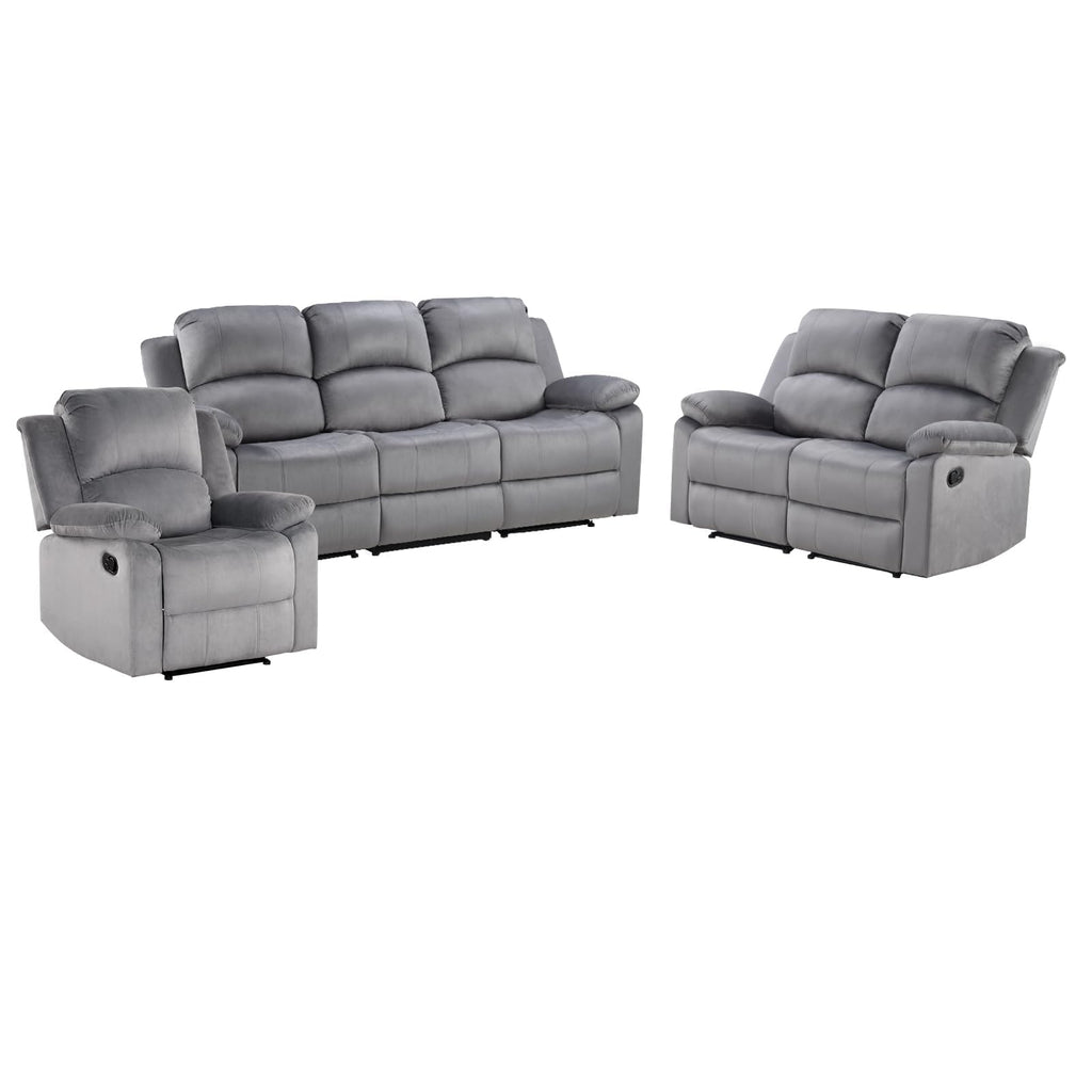 EBELLO Manual Faux Leather Reclining Couch Set for Living Room, Include 1 Recliner Chair, 1 Loveseat Sofa, Recliner Sofa Furniture Set for Home and Office, Black