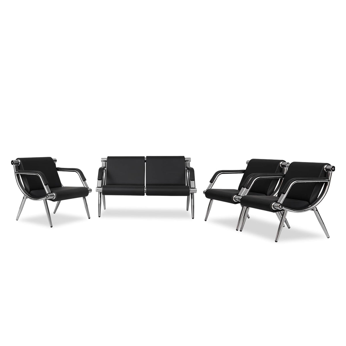 Kinfant Waiting Room Chair- Office Reception Furniture with Armrest and PU Leather Cushion, Office Guest Chair for Waiting Room Airport Hospital Bank Lobby, Black (1 Seat*2+2 Seat)