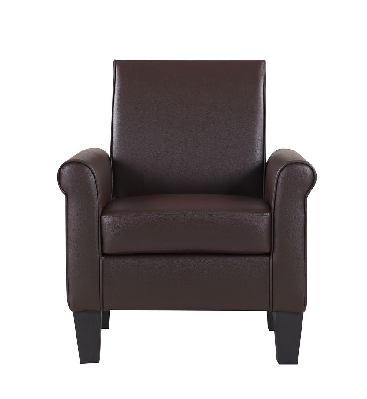 Faux Leather Accent Chair Set of 2, Mid Century Modern Living Room Chair, Upholstered Comfortable PU Leather Armchair for Bedroom, Office or Waiting Areas-Black