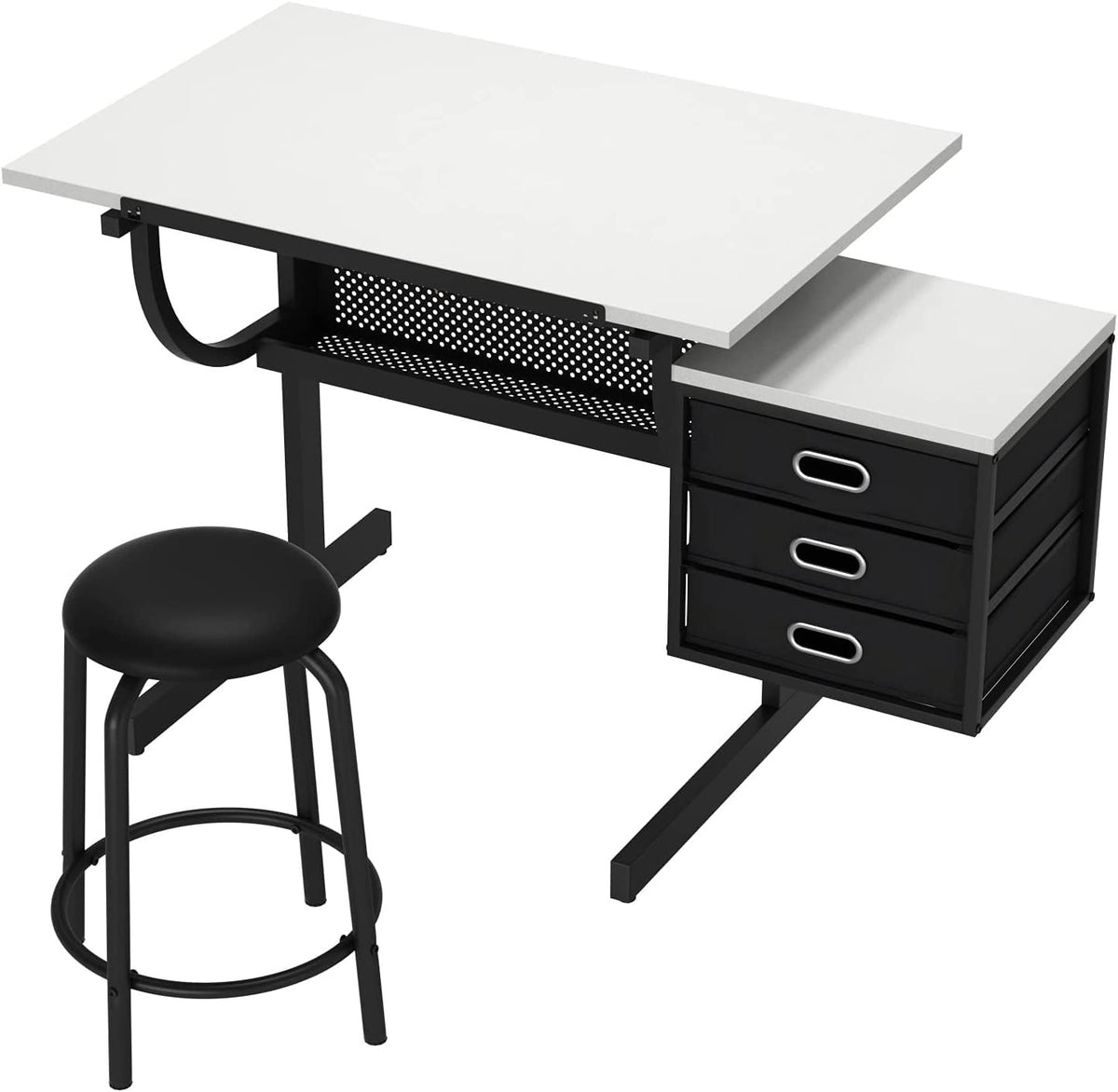 Glass Craft Table Drawing Desk â Drafting Tables Hobby Table Writing Studio Art Artist Desk with Adjustable Tilted Tabletop (Black-Newer)
