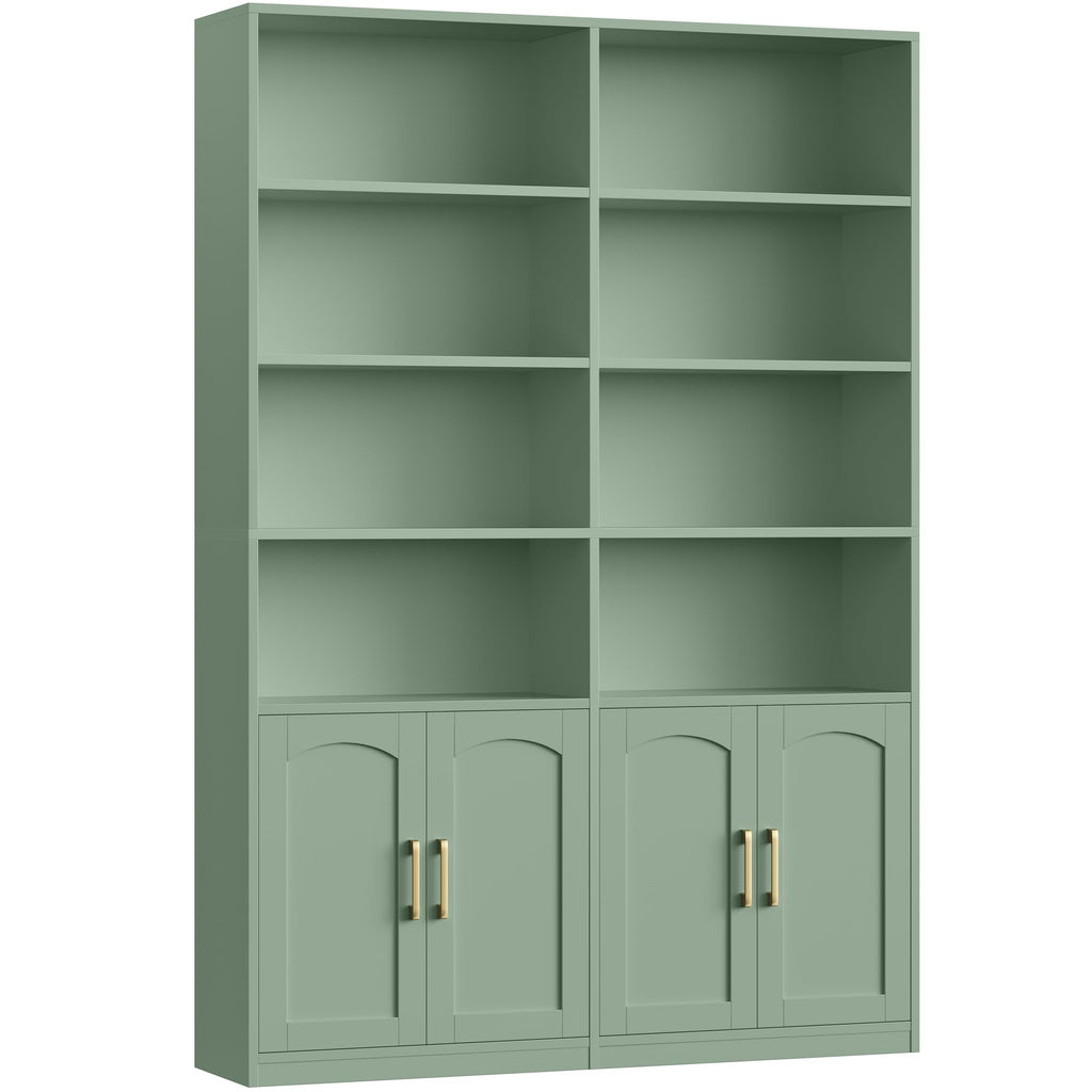 FACBOTALL Bookshelf and Bookcase with Doors, Double Wide Large Bookshelves