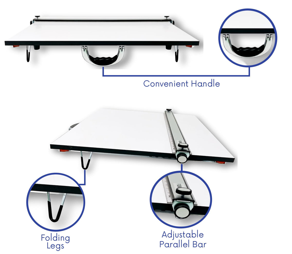 Proartek PK00015 Model PXB24 Portable Drafting Drawing Board 18" x 24"; PXB Series; Adjustable Aluminum Parallel Straightedge; Carry Handle; Architecture Tool for Students and Professionals