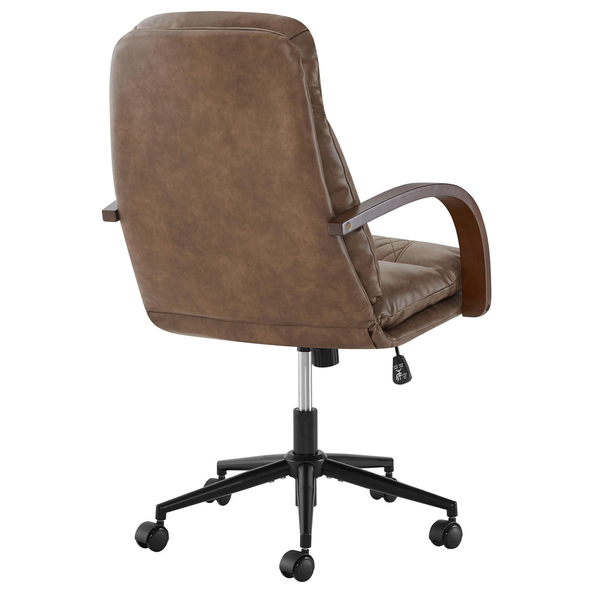 KISLOT Home Office Desk Chair, Ergonomic Office Chair with Lumbar Support, Adjustable Swivel Computer Chair with Wheels, Faux Leather Executive Task Chair with Wood Arms, Set of 2, Brown