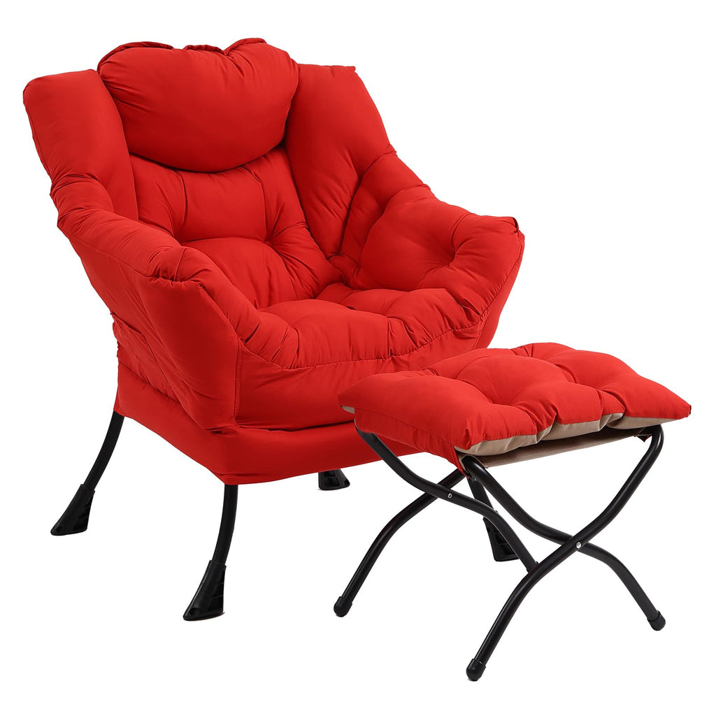 Modern Lazy Chair with Ottoman Lounge Accent Reading Chair for Living Room