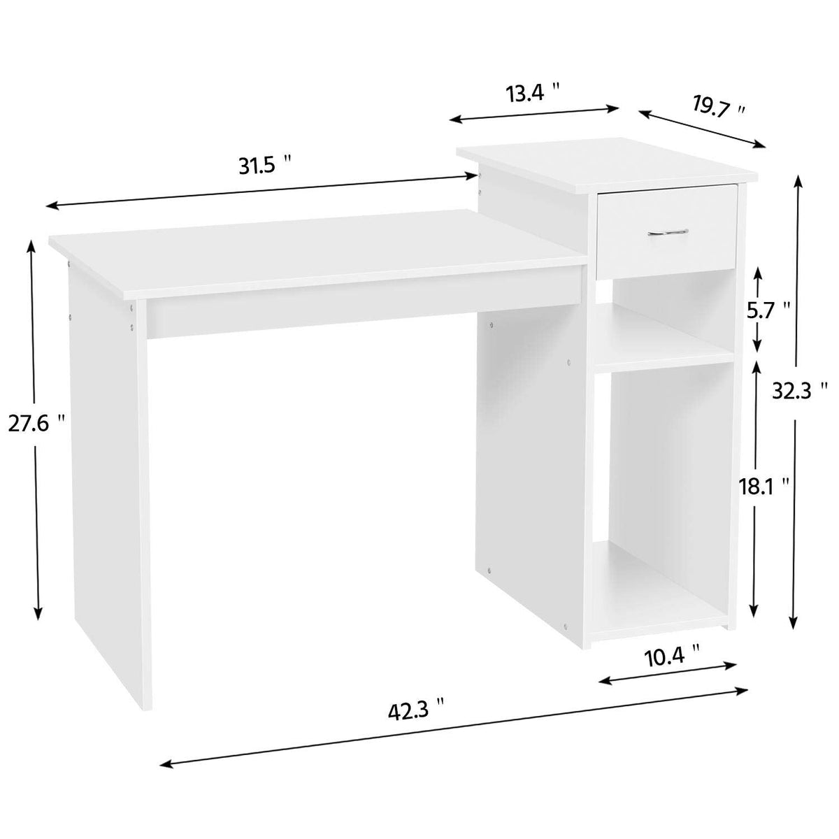 Yaheetech Black Computer Desk and Chair Set with Drawer, Shelves, Mesh Seat