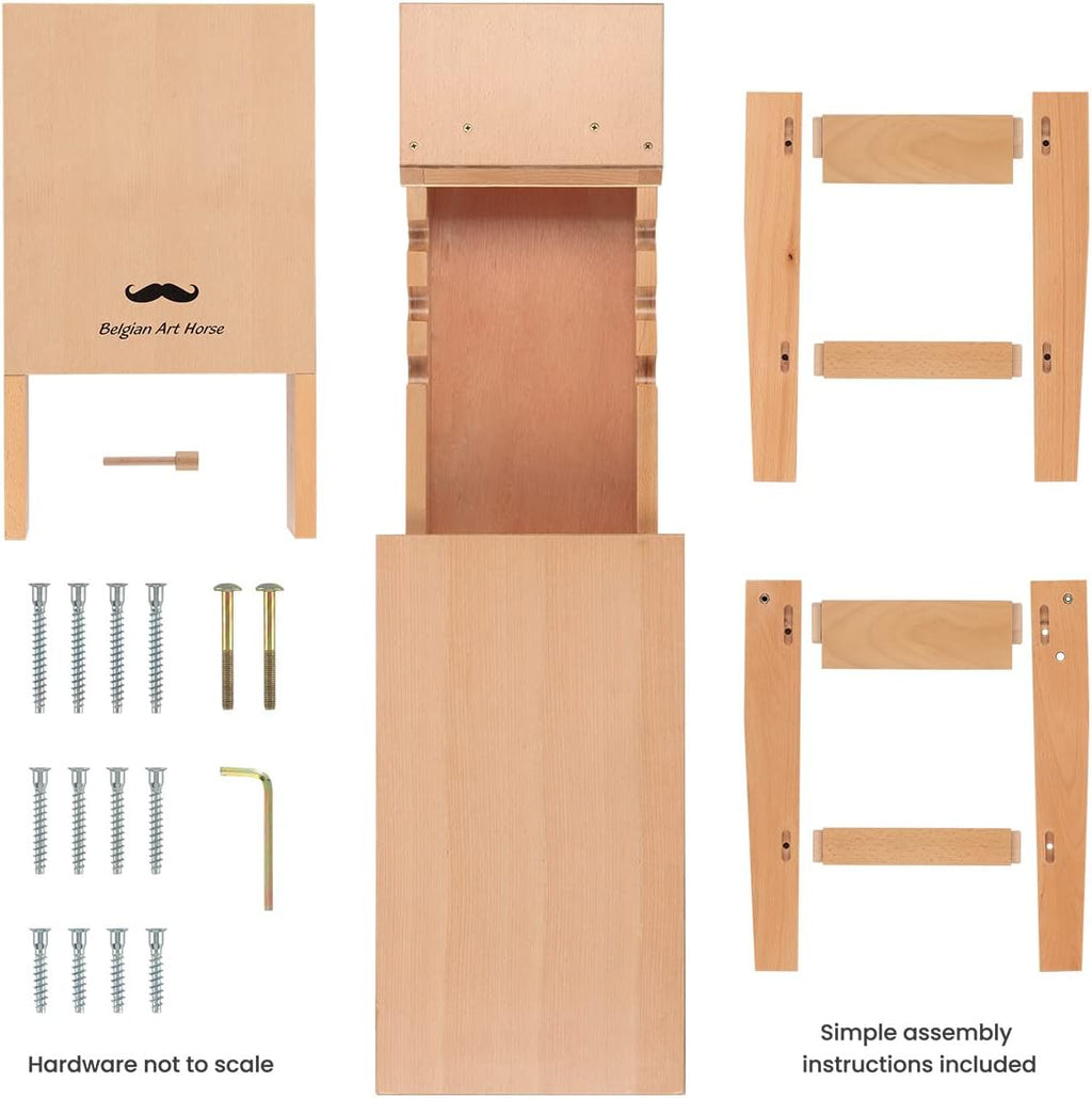 Creative Mark Belgian Art Horse - 40.25" x 11.38" x 17", Beechwood Drawing Bench and Easel with Sturdy Construction, Permanent Legs, 120/90-Degree Angles, Wooden Locking Pin, Built-in Storage
