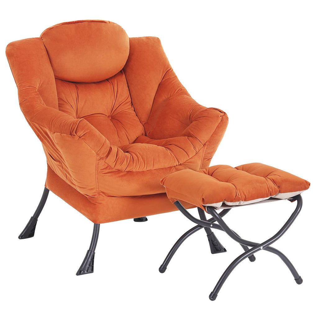 Modern Lazy Chair with Ottoman Lounge Accent Reading Chair for Living Room