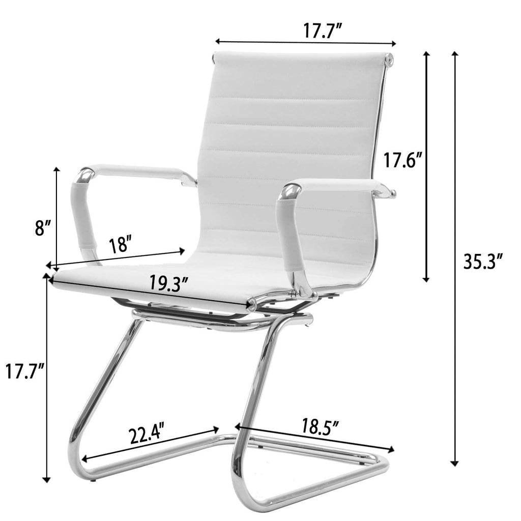 Reception Chairs Leather Conference Guest Chair Heavy Duty Back Support Office Chair, Set of 2 (Navy)