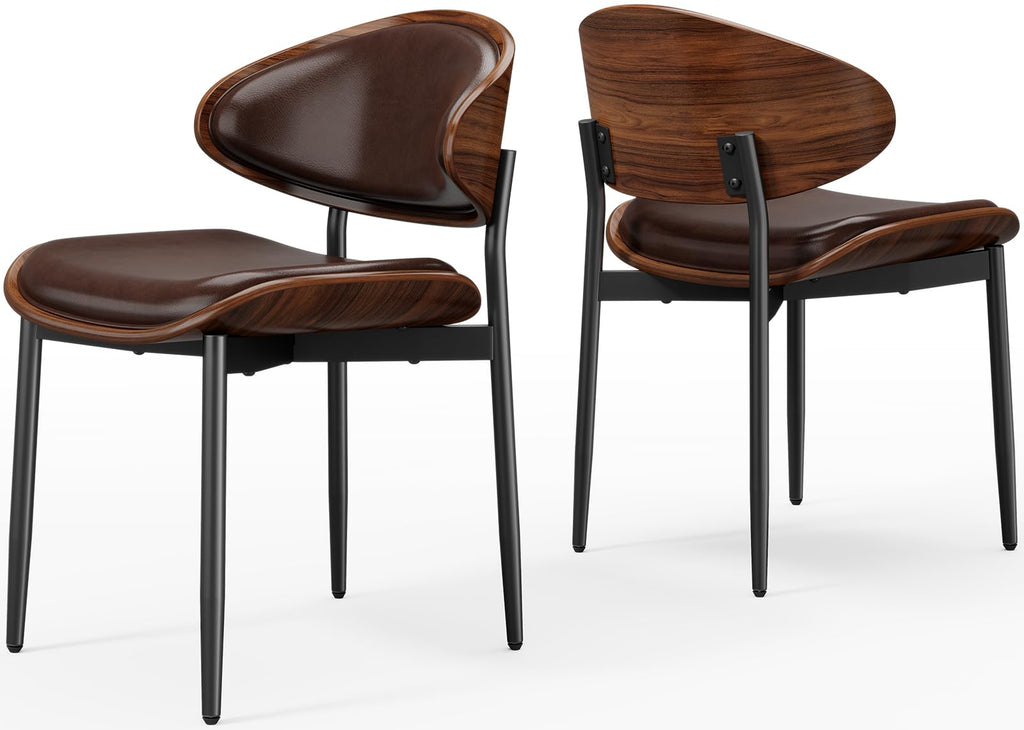 REONEY Dining Chairs Set of 4, Mid-Century Modern Kitchen Chairs, Black