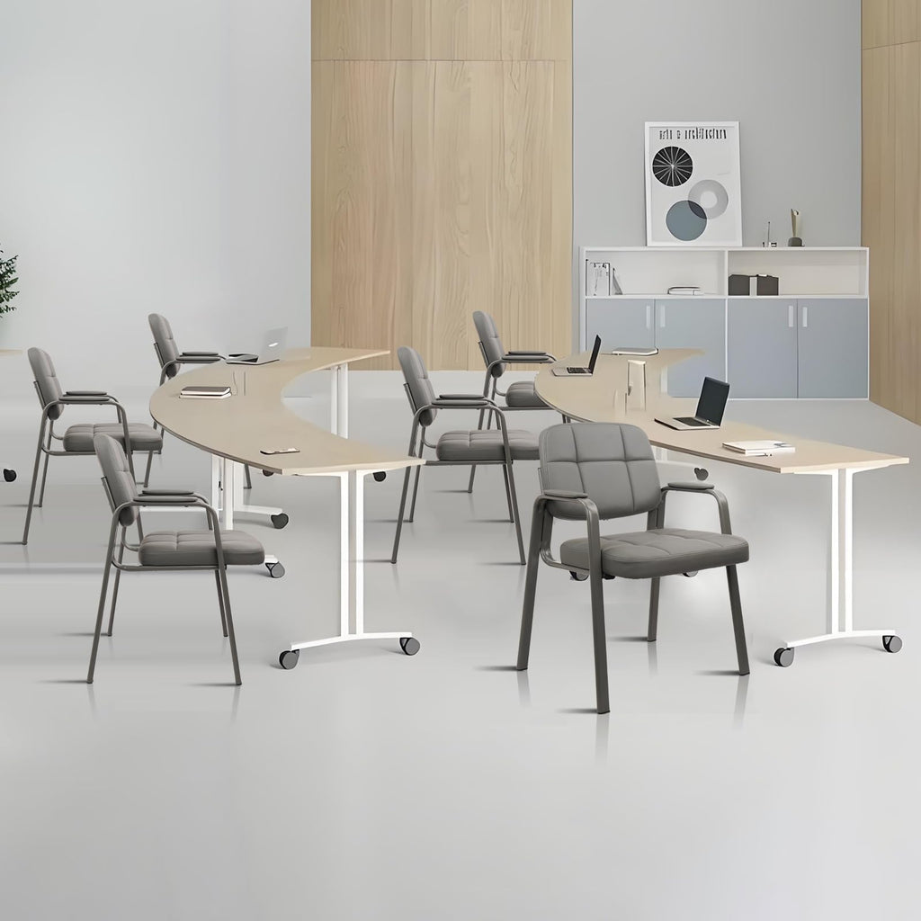 CLATINA Waiting Room Guest Chair with Bonded Leather Padded Arm Rest for Office Reception and Conference Desk Black with Sled Base Brown 1 Pack