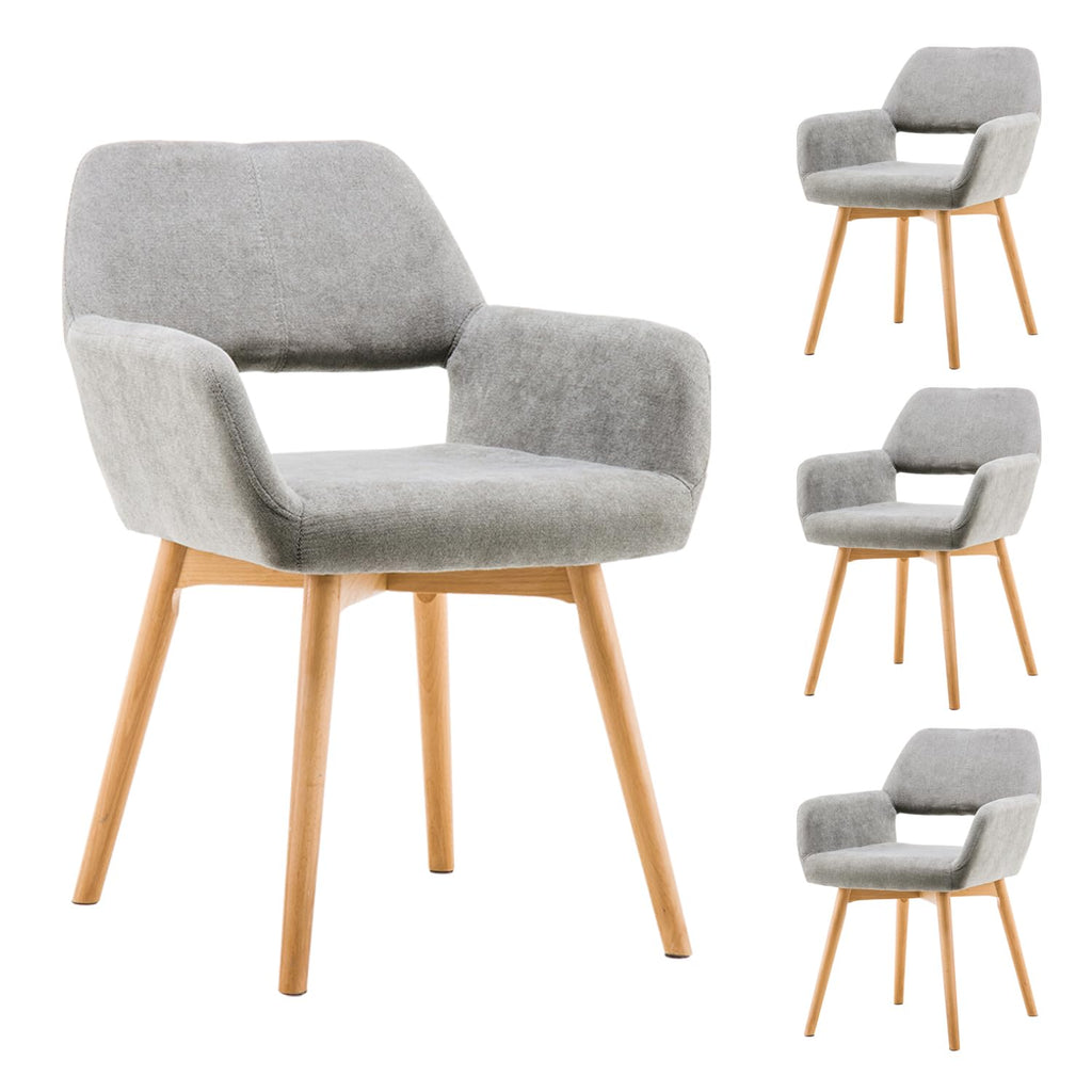Mid Century Modern Dining Chairs Set of 2 & 4 & 6 Comfy Accent Chair Upholstered Kitchen Dining Living Room Chairs for Bedrooms Waiting Room Home Arm Desk Chair No Wheels (Beige, 2)