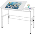 YIYIBYUS 0-30 Â° Tiltable Tabletop Drawing Desk, Floorstanding Drawing Table White Art Desk Artist Drafting Table Office Table Architectural Drawing Desk Computer Desk Craft Desk Hobby Table
