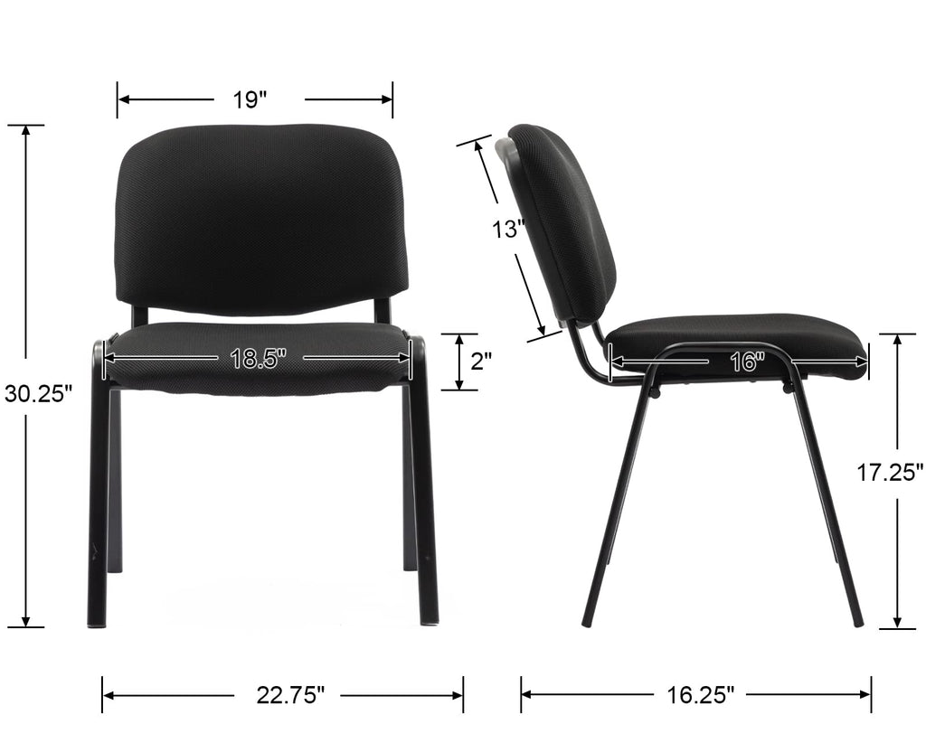 Stackable Office Guest Chairs, Reception Waiting Room Chairs with Padded Seat & Back, Armless No Wheels Conference Chairs for Training, Meeting, Lobby, Set of 5, Black Mesh Fabric