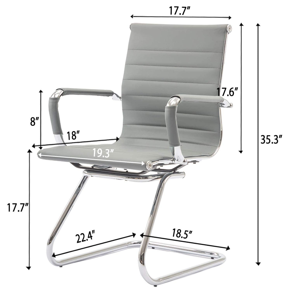 Reception Chairs Leather Conference Guest Chair Heavy Duty Back Support Office Chair, Set of 2 (Navy)