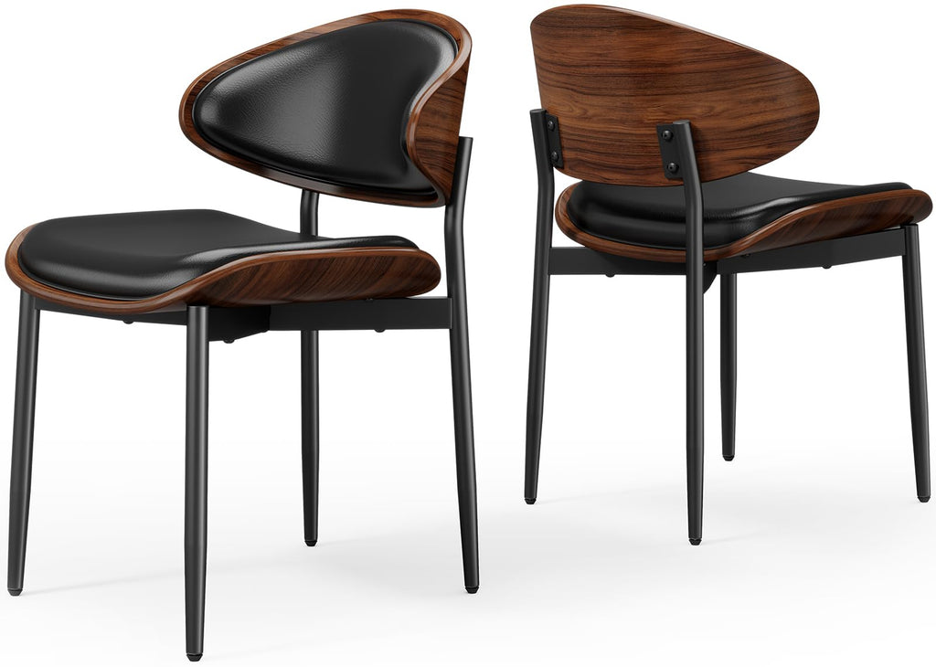 REONEY Dining Chairs Set of 4, Mid-Century Modern Kitchen Chairs, Black