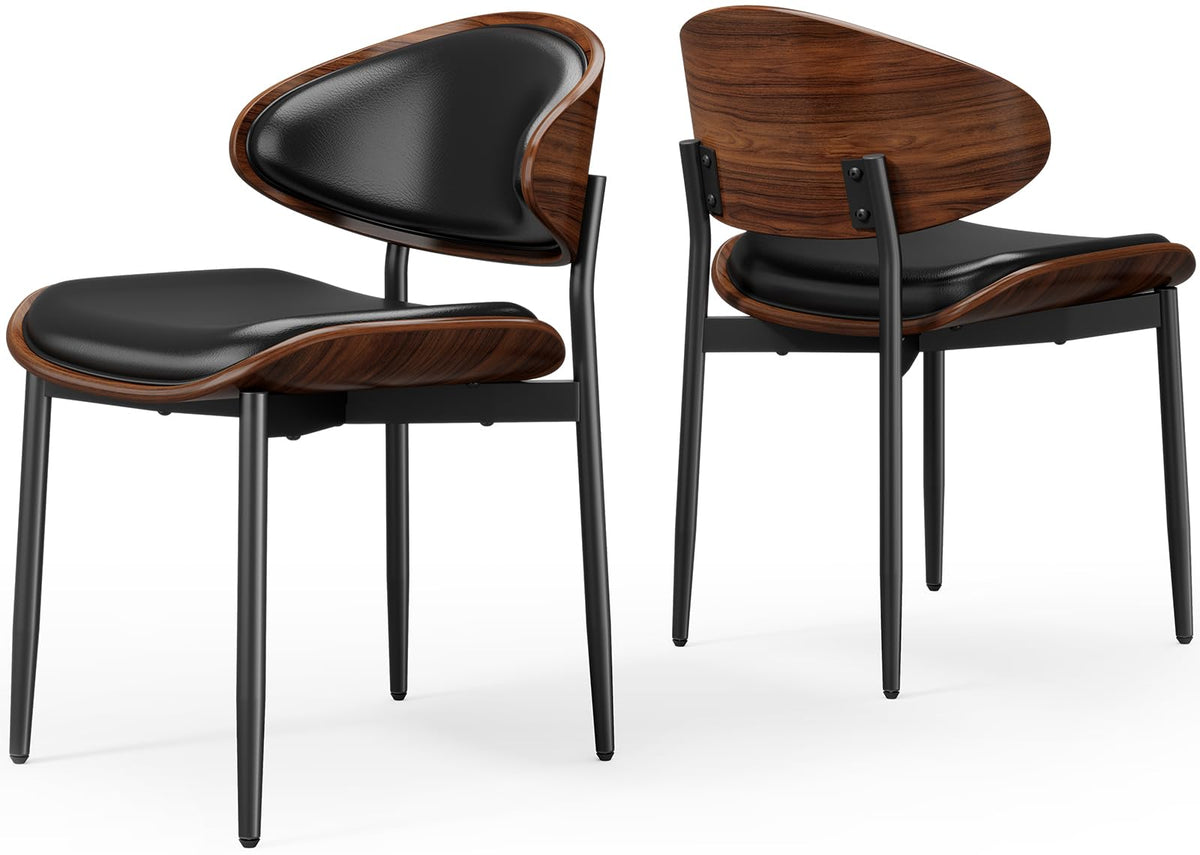 REONEY Dining Chairs Set of 4, Mid-Century Modern Kitchen Chairs, Black