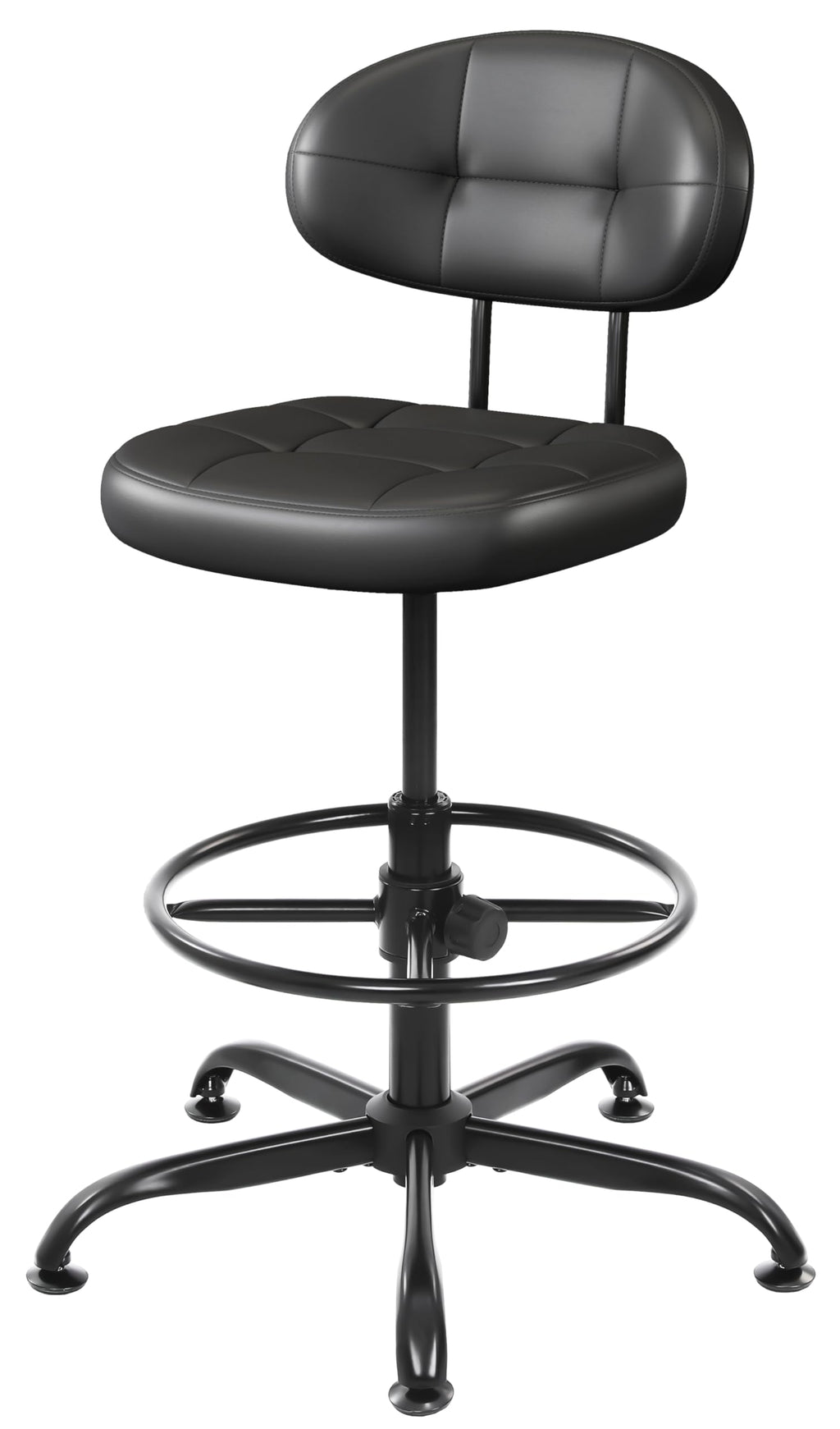 Misolant Drafting Chair, Armless Tall Office Chair with Footrest Ring for Standing Desk, Small Faux Leather Executive Computer Chair with Adjustable Height for Bar Lab Counter Height Desk, Green