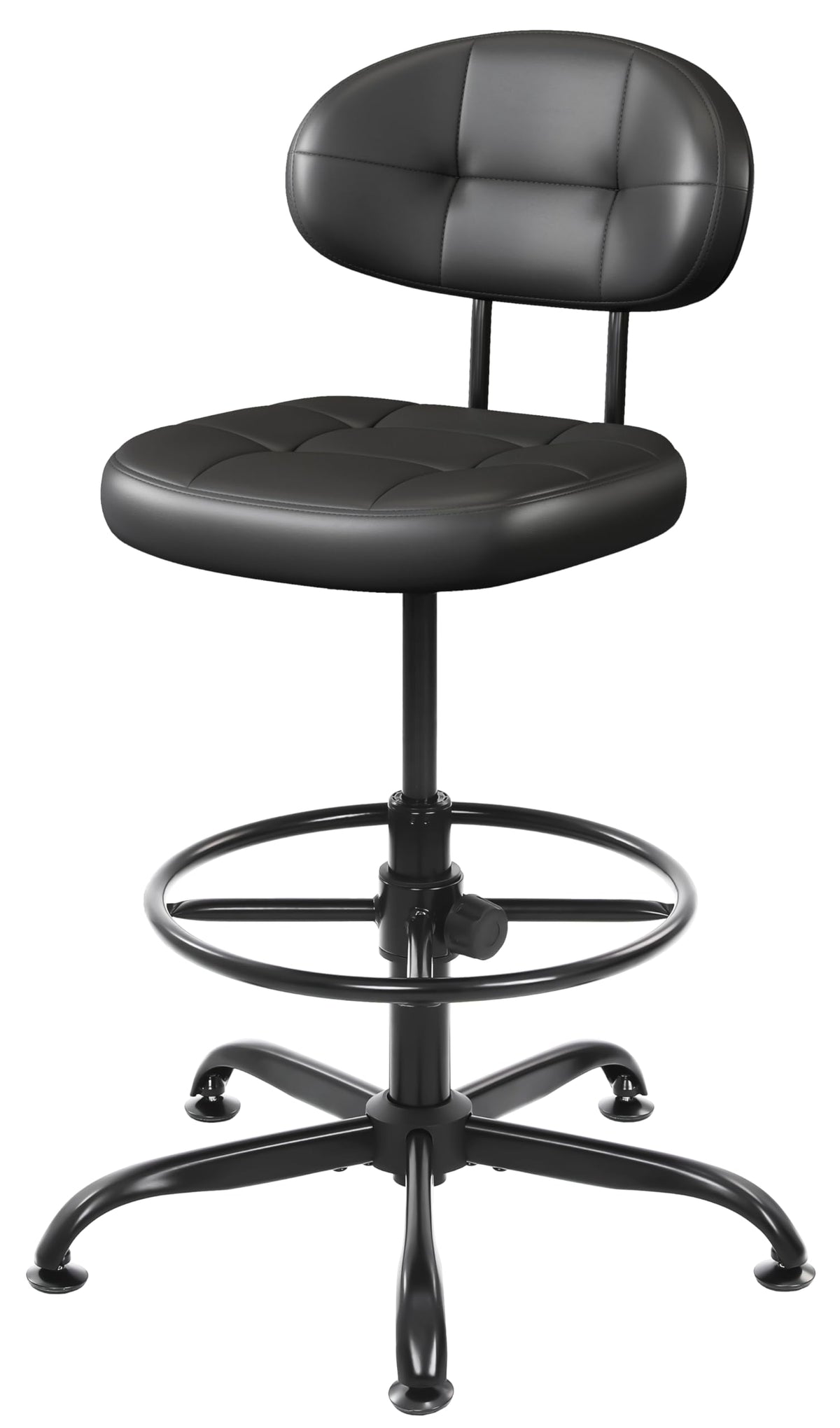 Misolant Drafting Chair, Armless Tall Office Chair with Footrest Ring for Standing Desk, Small Faux Leather Executive Computer Chair with Adjustable Height for Bar Lab Counter Height Desk, Green