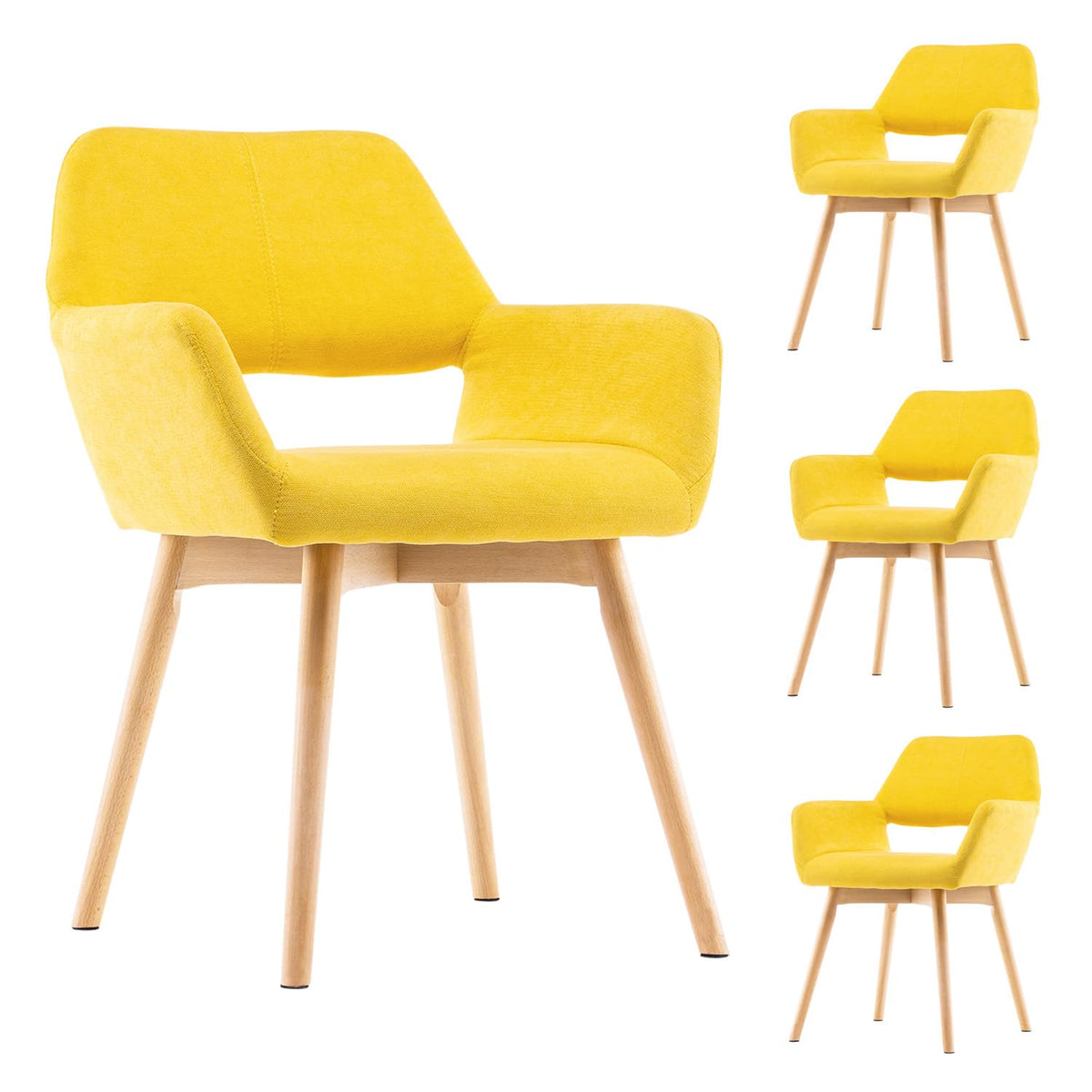 Mid Century Modern Dining Chairs Set of 2 & 4 & 6 Comfy Accent Chair Upholstered Kitchen Dining Living Room Chairs for Bedrooms Waiting Room Home Arm Desk Chair No Wheels (Beige, 2)