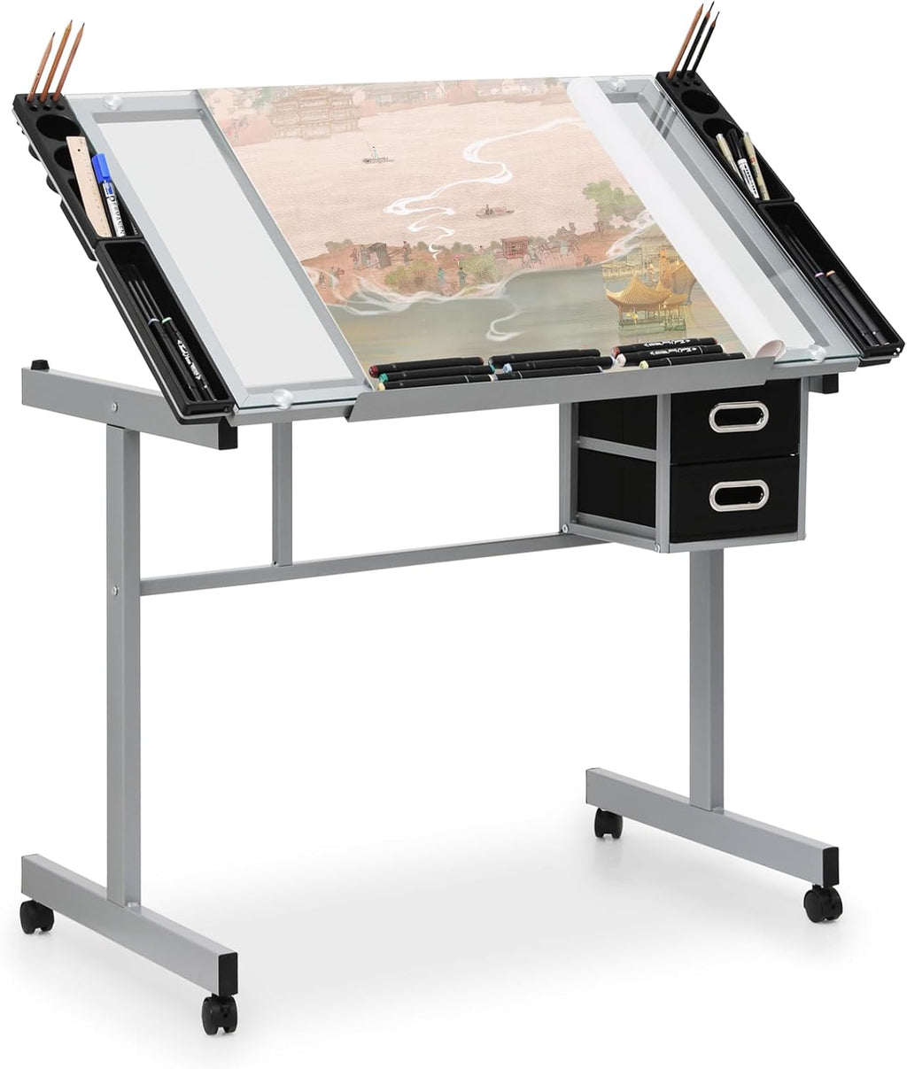 Athena Collection Professhional Drafting Table for Adults Teens, Light Grey