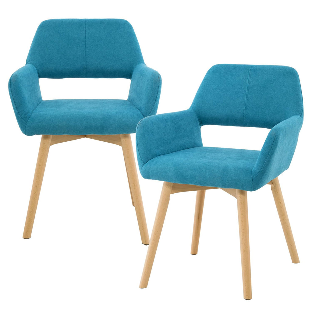 Mid Century Modern Dining Chairs Set of 2 & 4 & 6 Comfy Accent Chair Upholstered Kitchen Dining Living Room Chairs for Bedrooms Waiting Room Home Arm Desk Chair No Wheels (Beige, 2)