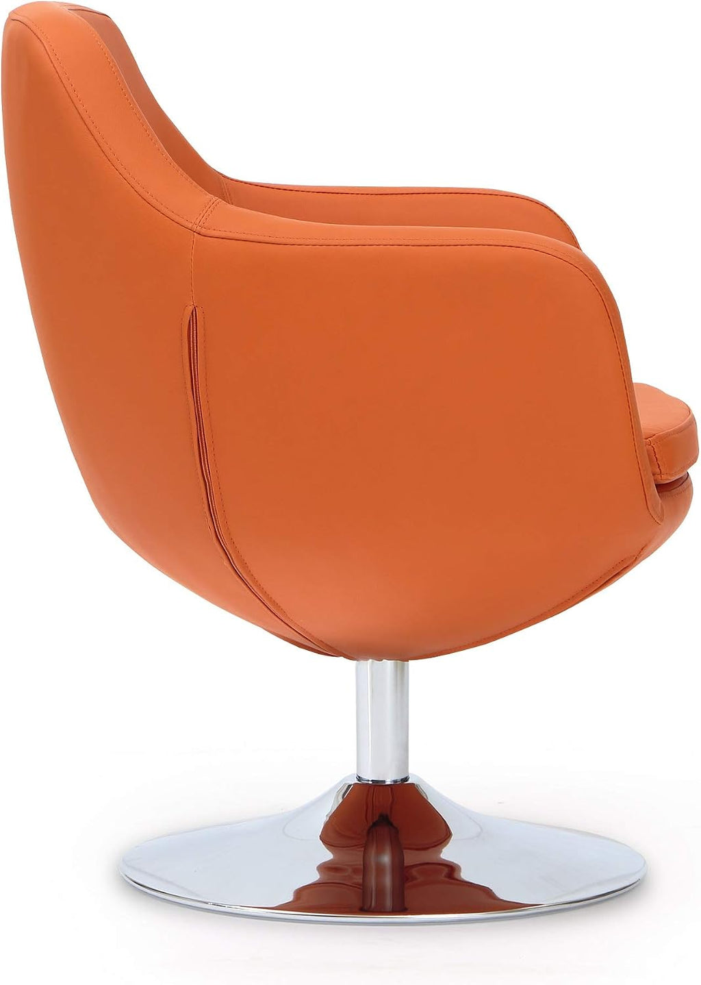Manhattan Comfort Caisson Swivel Accent Chair Set of 2 with 360Â° Turn, Hand Upholstered Faux Leather & Polished Chrome, Removable Cushion, Modern Design for Office & Living Room, Orange Faux