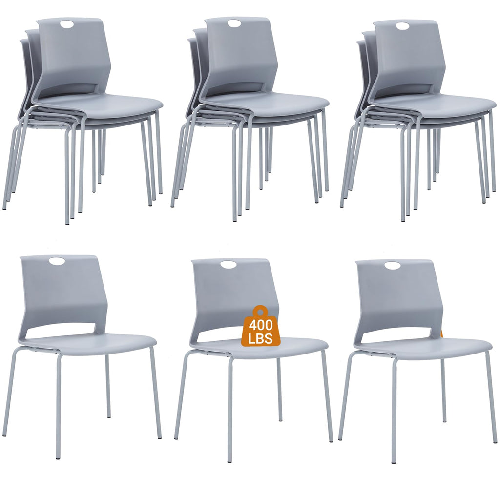 Sidanli Stackable Office Chairs, Red Guest Chairs with Comfortable Streamline Seat, Stacking Chairs No Wheels for Conference Room, Set of 4
