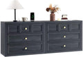 3 Drawers Nightstand Set of 2 W/Charging Station, 30.7" W King Size Bedside Table with 3 Drawers, Accent End Table W/Large Storage, Modern Wood Side Table for Bedroom,Office (2 Pieces, Gray Black)
