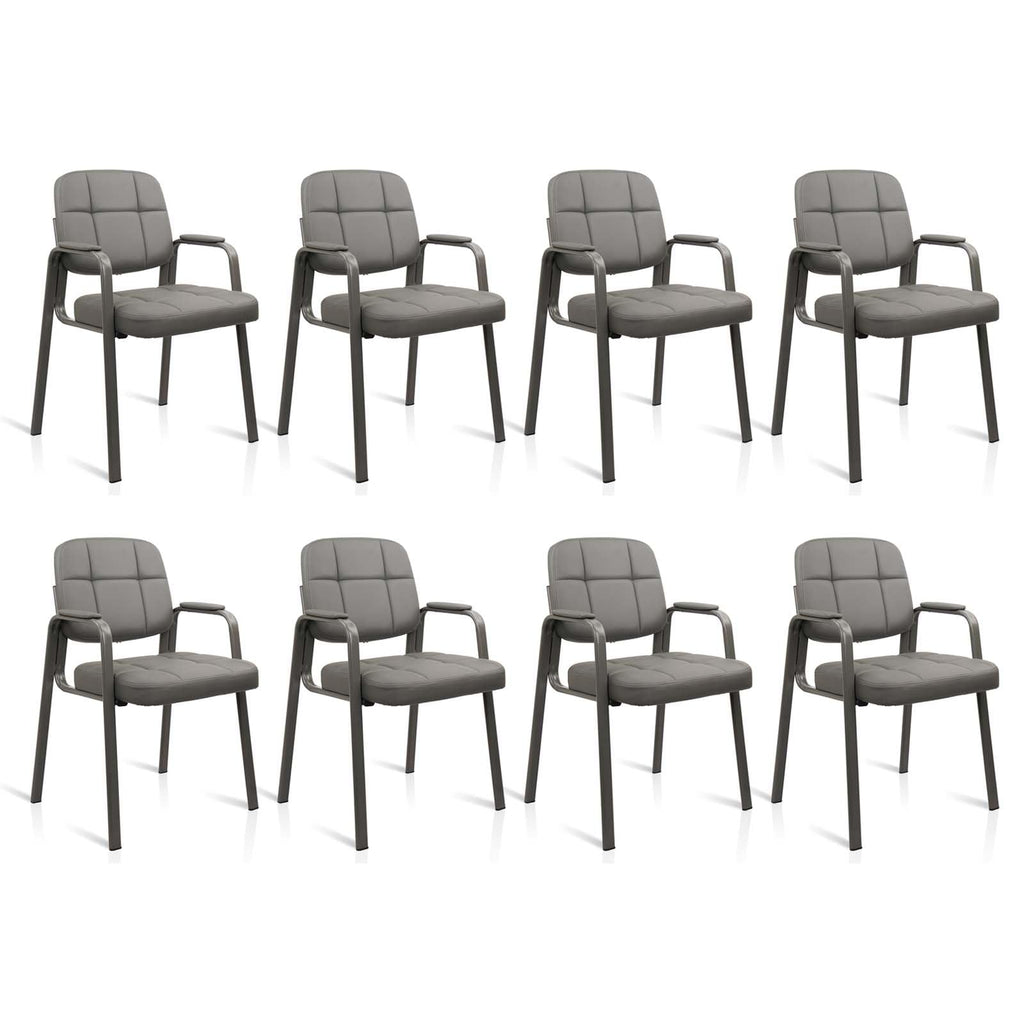 CLATINA Waiting Room Guest Chair with Bonded Leather Padded Arm Rest for Office Reception and Conference Desk Black with Sled Base Brown 1 Pack