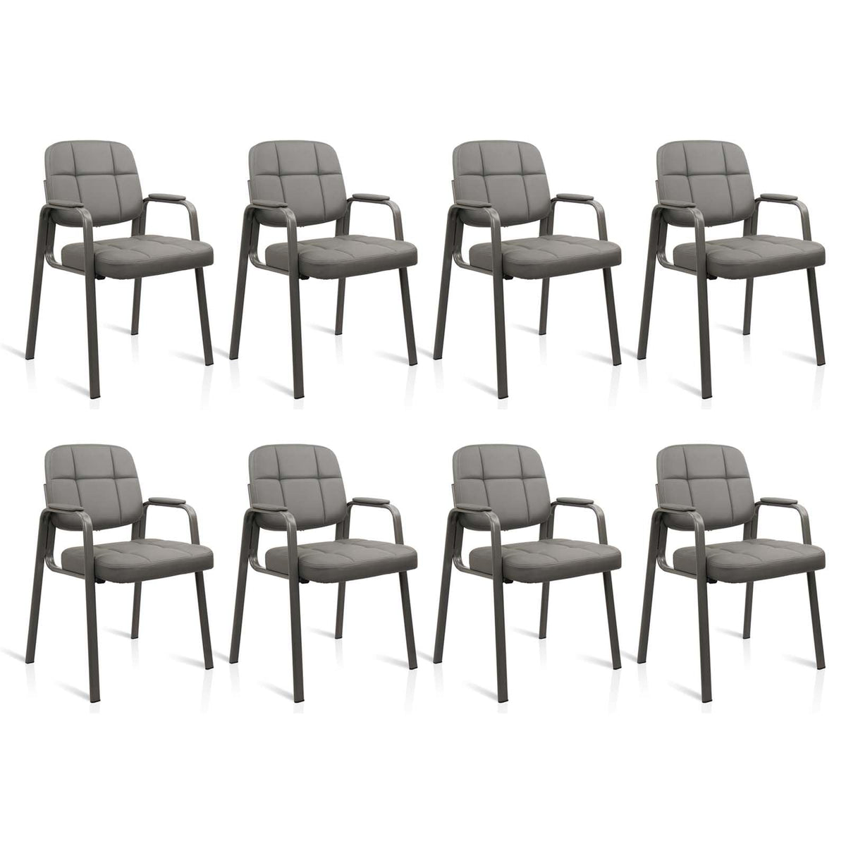 CLATINA Waiting Room Guest Chair with Bonded Leather Padded Arm Rest for Office Reception and Conference Desk Black with Sled Base Brown 1 Pack