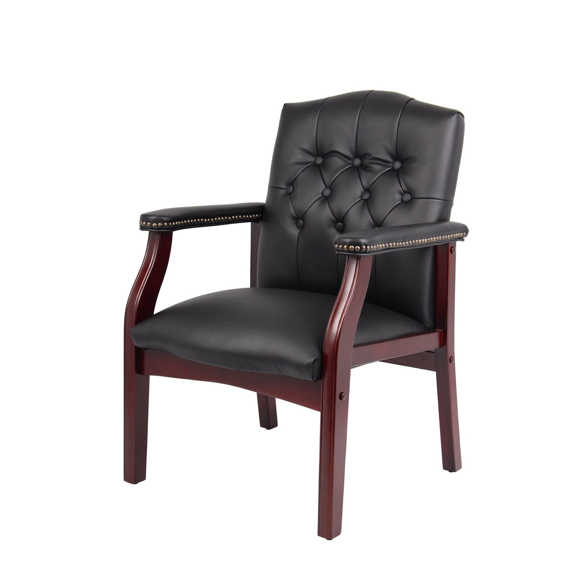 Leather Office Guest Chairs Set of 2, Ergonomic Waiting Room Chair with Arms Reception Chairs No Wheels Conference & Meeting Side Chairs Executive Furniture (Burgundy)