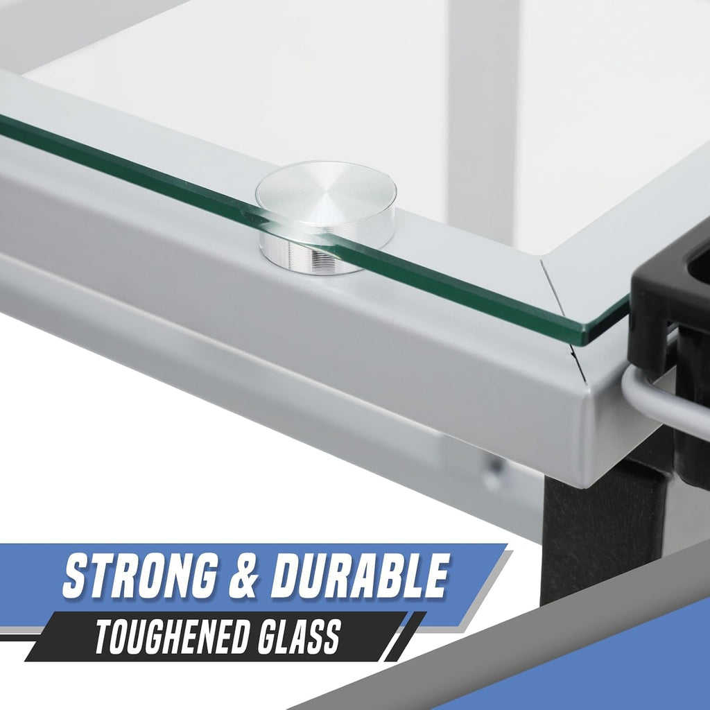 Drafting Table, Clear Glass, Angle Adjustable Top