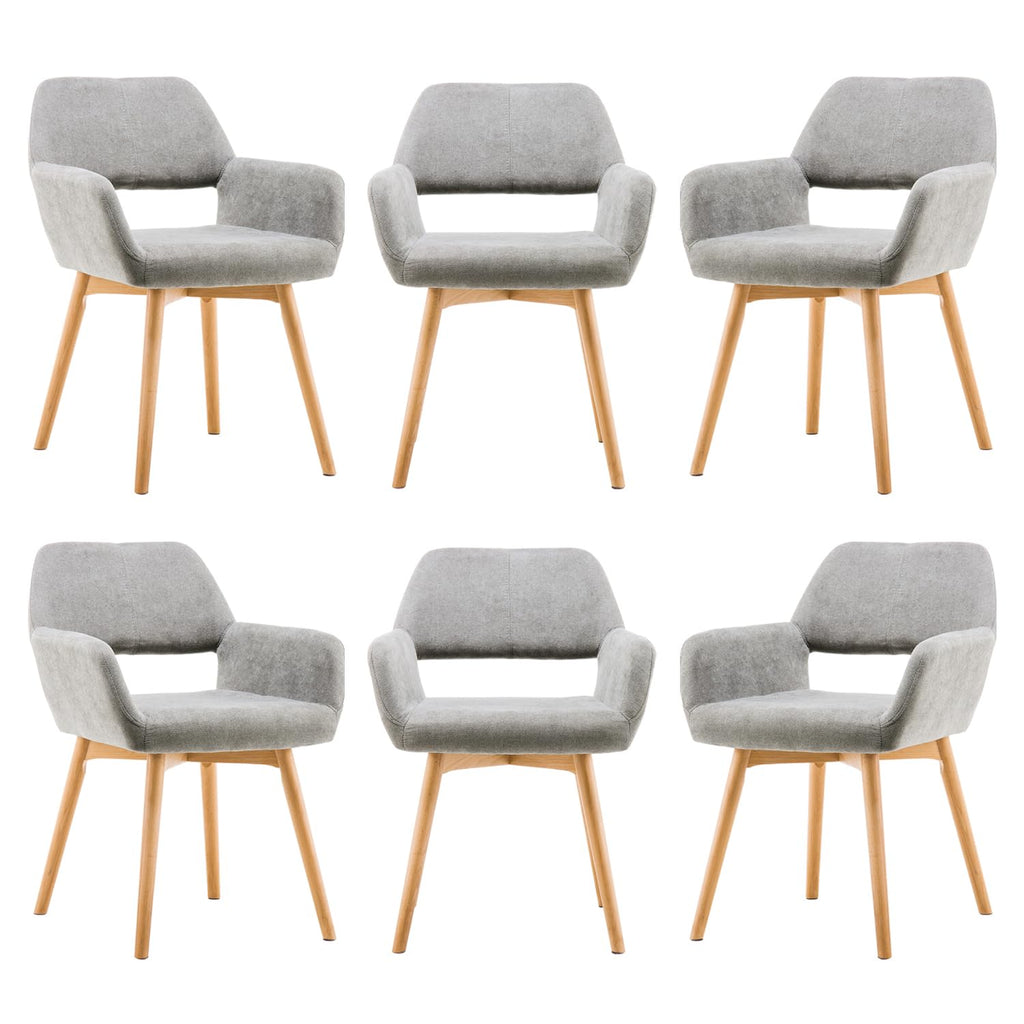 Mid Century Modern Dining Chairs Set of 2 & 4 & 6 Comfy Accent Chair Upholstered Kitchen Dining Living Room Chairs for Bedrooms Waiting Room Home Arm Desk Chair No Wheels (Beige, 2)