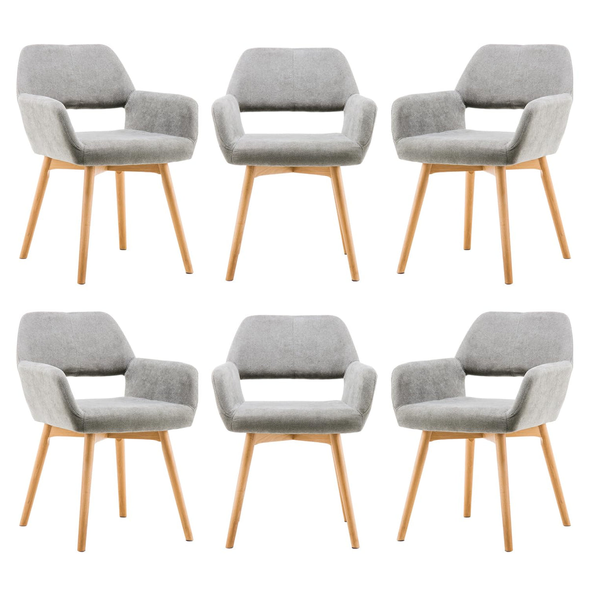 Mid Century Modern Dining Chairs Set of 2 & 4 & 6 Comfy Accent Chair Upholstered Kitchen Dining Living Room Chairs for Bedrooms Waiting Room Home Arm Desk Chair No Wheels (Beige, 2)