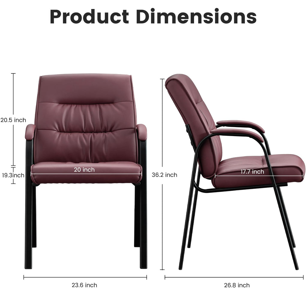 Office Guest Reception Chair Set of 2, Conference Room Chairs Waiting Room Chairs 2 Pack, Modern Leather Office Desk Chair No Wheels.