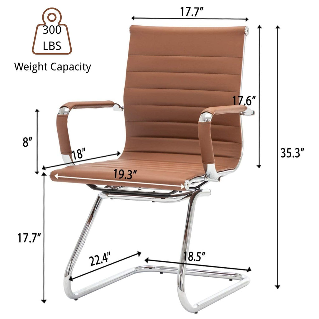 Reception Chairs Leather Conference Guest Chair Heavy Duty Back Support Office Chair, Set of 2 (Navy)