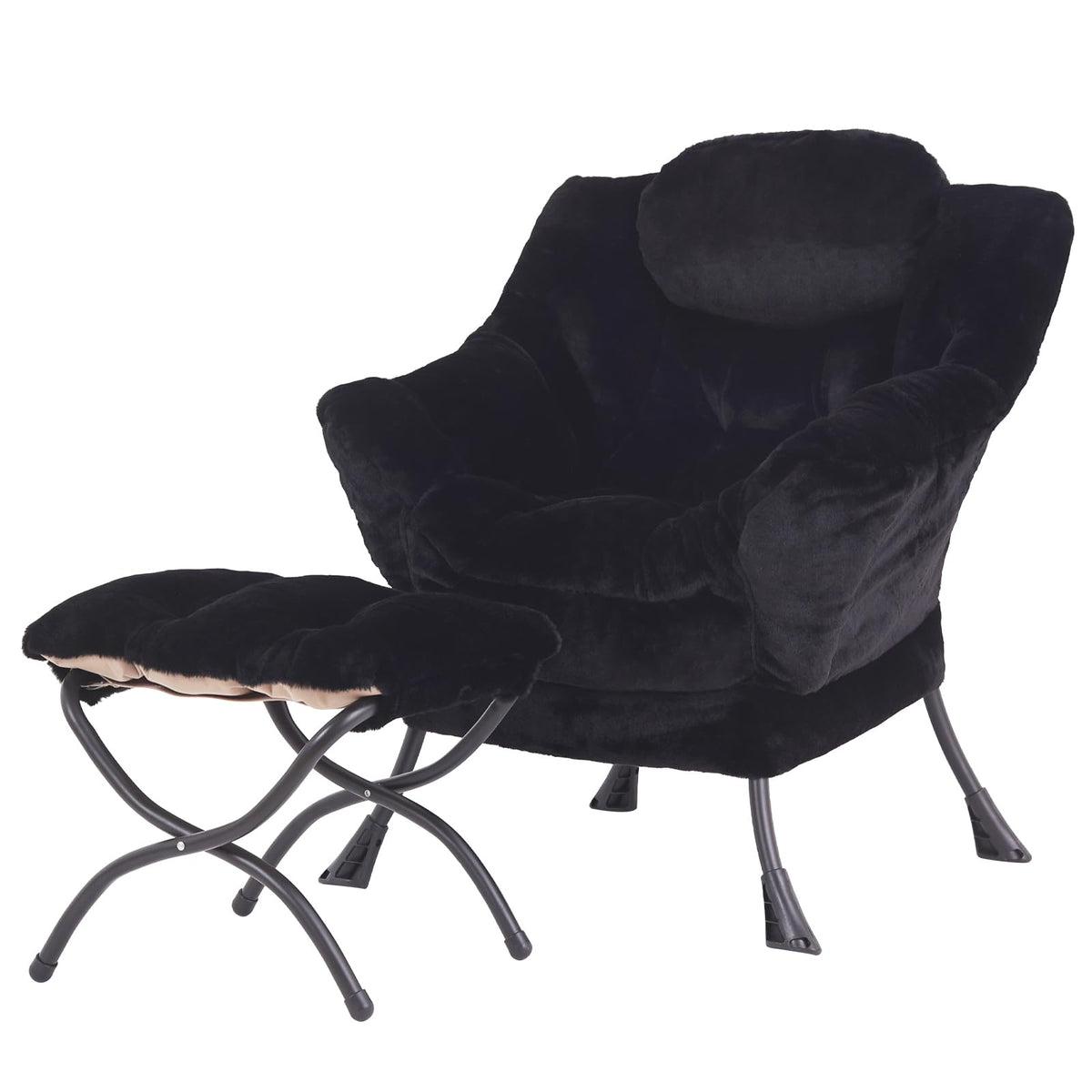 Modern Lazy Chair with Ottoman Lounge Accent Reading Chair for Living Room