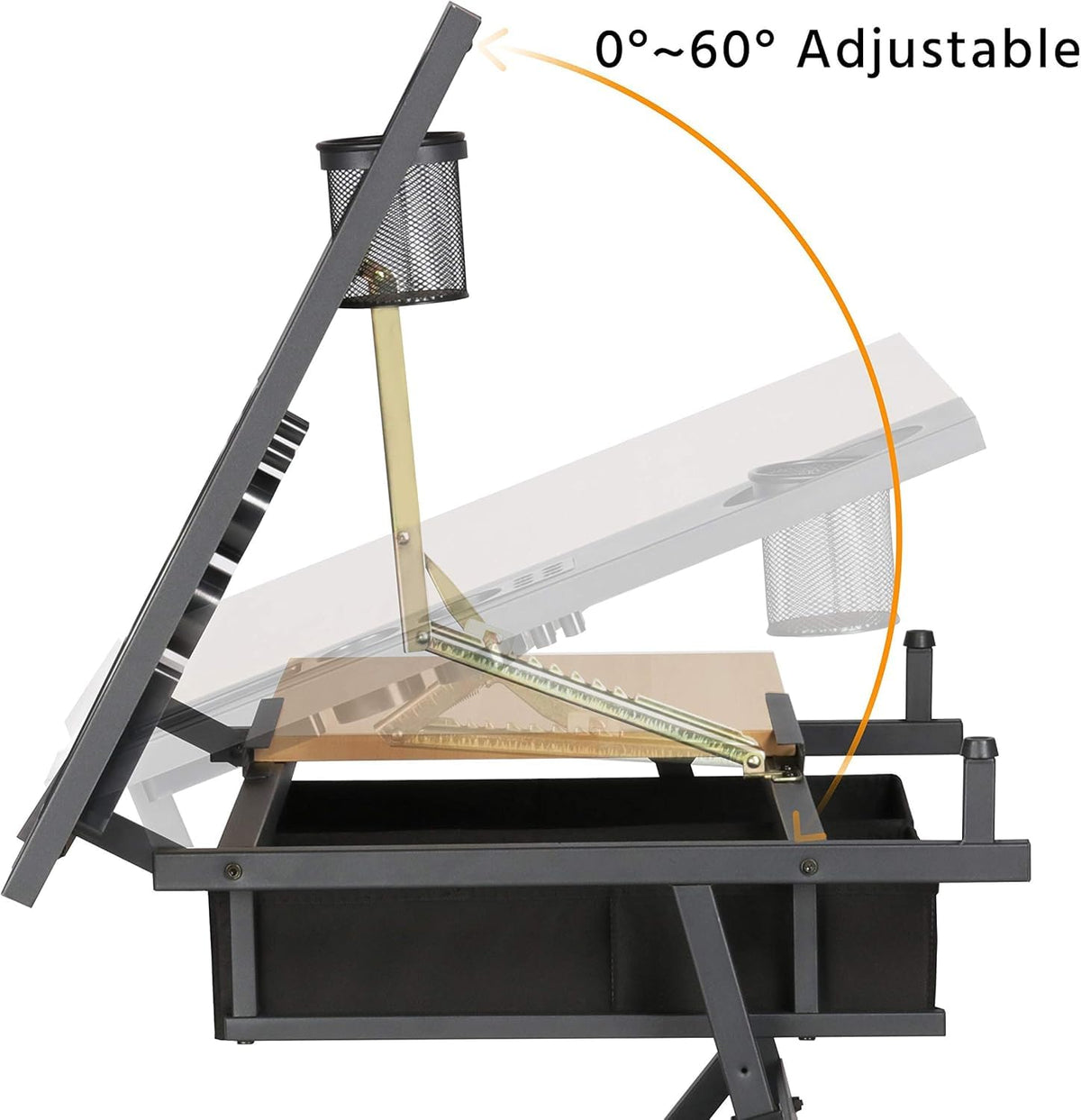 Adjustable Drawing Table with 3 Drawers & Stool, for Art & Work